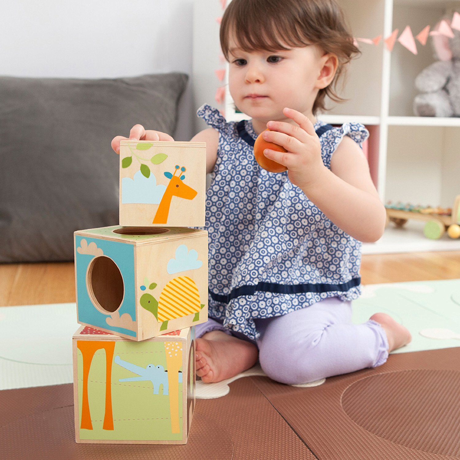 Juego de cubos de madera para apilar con pelotas de Skip Hop Baby