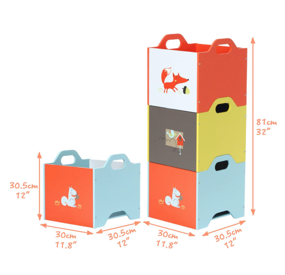 Cajas de madera apilables con asas para juguetes de Labebe - chicBebits