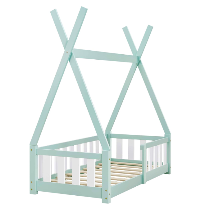 Cama tipi infantil NAKANA 80 x 160 verde salvia