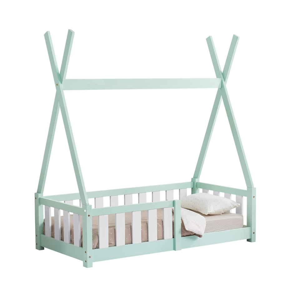 Cama tipi infantil NAKANA 80 x 160 verde salvia